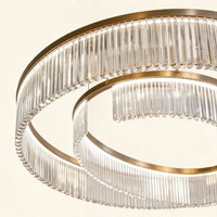 Lustre de plafond en cristal K9 multi-anneaux incurvé sur mesure, grand luminaire décoratif LED moderne pour hall d'hôtel et réception