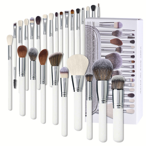 Ensemble de pinceaux de maquillage DailyQueen Premium Foundation Blending Face Powder Eye Shadow Concealer Synthetic Make Brush Set White Goat Hair - Product Image 1