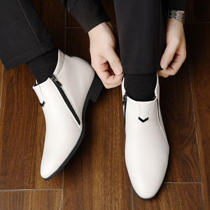 Stivali da Moto in Pelle PU Bianca con Zip per <span class=keywords><strong>Uomo</strong></span>, Nuovi Stili alla Moda, Scarpe Eleganti, <span class=keywords><strong>Stivaletti</strong></span> da <span class=keywords><strong>Uomo</strong></span> - Product Image 4