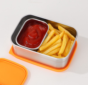 Boîte à lunch en acier inoxydable 304 avec couvercle en silicone, boîte à lunch scellée portable, récipient alimentaire en métal – Offre Spéciale - Product Image 6