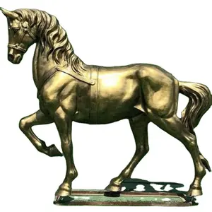 Décoration personnalisée maison jardin Art grandeur nature Statue extérieure en métal grand cuivre laiton Bronze cheval Sculpture pour la décoration de jardin