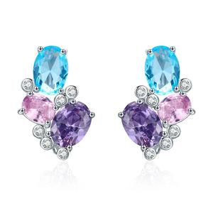 SCE579 Coloré zircon pierre gemme avec verre <span class=keywords><strong>fantaisie</strong></span> bijoux 925 argent femmes <span class=keywords><strong>oreille</strong></span> manchette cerceau <span class=keywords><strong>boucles</strong></span> <span class=keywords><strong>d</strong></span>'oreilles - Product Image 1
