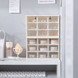 Desk Organizer High Quality Plastic Transparent Jewelry Mini 9 Grid Drawer Office Desktop Household Desk Organizer