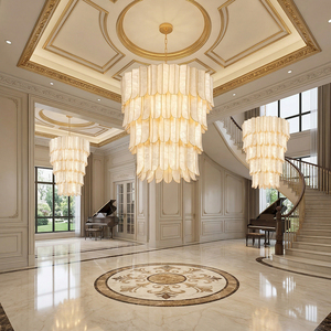 Lustre central E12 de style américain, de luxe, en forme de feuille <span class=keywords><strong>à</strong></span> cinq couches, avec coque en acier, LED dimmable, garantie 3 ans, pour salle <span class=keywords><strong>à</strong></span> manger - Product Image 2