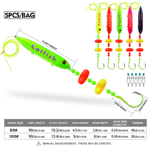 5 pièces de montures de <span class=keywords><strong>pêche</strong></span> <span class=keywords><strong>au</strong></span> poisson-chat avec sonnette sonore et hameçon circulaire lumineux 8/0 #   10/0 #   Pour la <span class=keywords><strong>pêche</strong></span> <span class=keywords><strong>au</strong></span> poisson-chat en lac et en rivière - Product Image 3