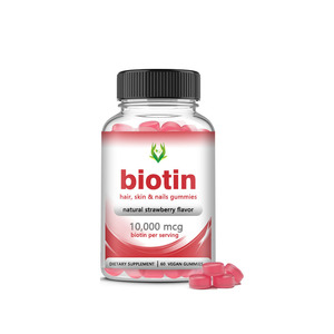Gomitas de biotina de alta potencia a precio de fábrica, 10000MCG con suplemento de belleza de sodio, compatible con uñas saludables para el cabello y la piel que brilla intensamente - Product Image 1