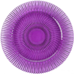 Assiette à dîner en verre coloré à motif soleil radial, 13 pouces, sans plomb, vaisselle décorative pour hôtel, restaurant, mariage, couleurs personnalisées en gros - Product Image 5