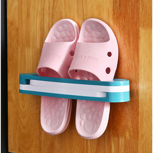 Creative foldable 3-in-1 slipper rack, bathroom wall-mounted, no-<b>drill</b>, convertible towel rack and storage shelf - Product Image 4