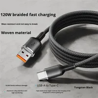 Câble de charge super rapide 100W pour téléphones mobiles iPhone et OPPO, Type-C, avec conducteur en cuivre pur et gaine tressée en nylon