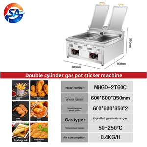 Máquina comercial <span class=keywords><strong>de</strong></span> dumplings a <span class=keywords><strong>gas</strong></span> estilo GLP, freidora <span class=keywords><strong>de</strong></span> panecillos, 2 sartenes, máquina <span class=keywords><strong>de</strong></span> cocción al vapor para dumplings <span class=keywords><strong>de</strong></span> <span class=keywords><strong>carne</strong></span>, parrilla para Gyoza, en stock - Product Image 2