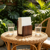 Porte-serviettes en bois rustique fait main, porte-serviettes en bois massif, décoration de table carrée artisanale, organisateur de cuisine
