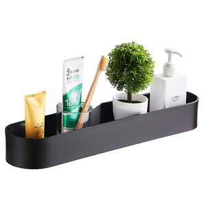 Étagère <span class=keywords><strong>de</strong></span> <span class=keywords><strong>douche</strong></span> murale moderne en aluminium, grande capacité, organisateur <span class=keywords><strong>de</strong></span> <span class=keywords><strong>rangement</strong></span> robuste pour salle <span class=keywords><strong>de</strong></span> bain et cuisine, noire avec adhésif - Product Image 1