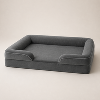 Coussin orthopédique pour chien, canapé en mousse avec housse en peluche, design moderne et solide pour chiens de petite/moyenne/grande taille, S-XXXL, gris, vente en gros