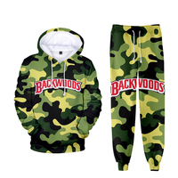 Ensemble de survêtement streetwear hiver en coton et polyester, personnalisé par sublimation, imprimé intégral, style Cookie RAW Backwoods, vente en gros