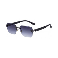 Lunettes de soleil carrées sans monture UV400 de style européen et américain 2026 pour hommes, motif grain de bois d'inspiration vintage
