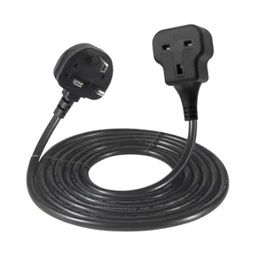 1.5M Supply Uk Power Cord With Fuse lead male to female extension outlet Cable socket 3G1.0mm