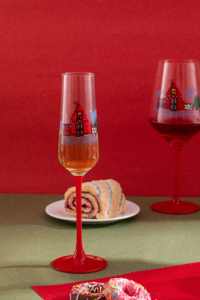 Maschinen gefertigter quadratischer 180-ml-Weihnachtsrothausstiel im europäischen Stil für Becher Umwelt freundliche bleifreie festliche Gläser - Product Image 2