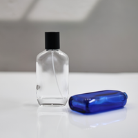 Bouteille en verre de parfum plat de 50ml en gros avec surface de givre pour diffuseur boîte-cadeau personnalisée emballage inclus