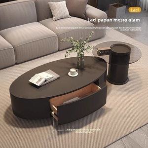 <span class=keywords><strong>Table</strong></span> <span class=keywords><strong>basse</strong></span> ovale <span class=keywords><strong>en</strong></span> dalle de roche, style italien, luxe léger, moderne et simple, pour petit appartement, salon, respectueuse de l'environnement - Product Image 3