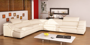 Mobili per la casa mobili <span class=keywords><strong>soggiorno</strong></span> a forma di L divano <span class=keywords><strong>bianco</strong></span> <span class=keywords><strong>moderno</strong></span> divano in pelle set - Product Image 2