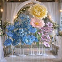 Y-070Giant Crepe Paper Flower Stand, Rangkaian Bunga Kertas Besar Buatan Tangan, Dekorasi Bunga Kertas Berdiri untuk Latar Belakang Pernikahan
