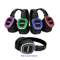 Headphone Nirkabel Lipat Over-Ear dengan Transmitter 3-Kanal, Lampu Gaming RGB Tenang, Tahan Air IPX2, Mode Ganda untuk Kebugaran dan Pesta