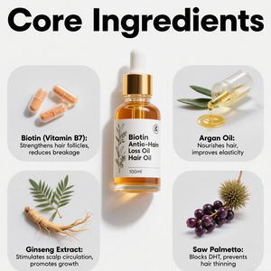 Aceite capilar anticaída de biotina para el cuidado del cabello: para adelgazar el cabello, reduce la caída, fortalece las raíces, cuentagotas de 100ml - Product Image 3