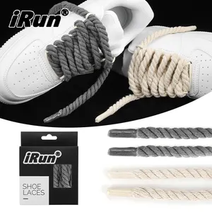 IRun Cotton Weaving Style Twisted Rope Schnürsenkel Canvas Beige Pink Schuhe Schnürsenkel 10mm Runde dicke TWIST Schnürsenkel für Turnschuhe