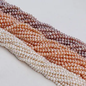 Cuentas sueltas de 4-5mm, perlas de agua dulce, forma de patata Natural, hebras de perlas