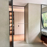 Portes intérieures pivotantes en aluminium pour maisons, bureaux, cloisons de séparation, portes en verre étanches pour hôtels et appartements, avec grille