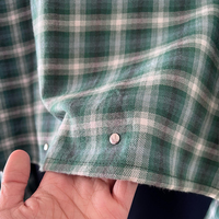 Chemises à carreaux à manches longues pour hommes, personnalisées par le fabricant, style streetwear, avec boutons à fermoir homard et effet délavé à l'acide, thème pompier