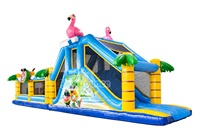 Parcours d'obstacles gonflable commercial des Caraïbes pour adultes et enfants, idéal pour la location d'événements sportifs en plein air