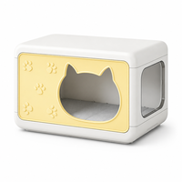 Armoire de rangement pour chat YAOYUE avec couvercle pliable - Maison pour chat et boîte de rangement 2-en-1 en PP, empilable simple ou double couche