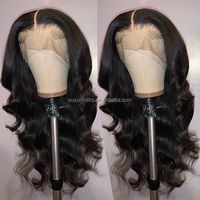 Venta al por mayor de la prima de la Virgen DE LA India 13x4 peluca con frente de onda profunda prearrancada Remy pelo transparente Frontal de alta calidad pelucas de cabello humano