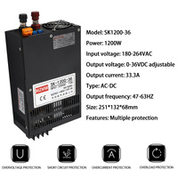 MZMW 1000W haute alimentation réglable 36V 33.3A AC DCSortie unique SMPS OEM lumière led transformer alimentation à découpage