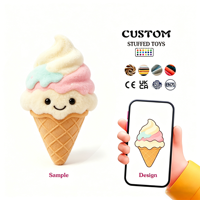 Boneka Plush Bentuk Es Krim Pink Baru dengan Teknik Bordir, Bahan Lembut, Boneka Personal Berkualitas Tinggi