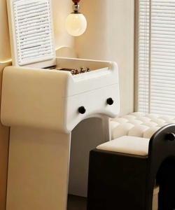 Petite armoire de rangement de 65 cm intégrée à la chambre, mini table de maquillage rabattable, table de chevet - Product Image 6