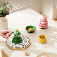 Ensemble de plats à condiments et à en-cas en céramique et porcelaine, 5 étages, en forme d'arbre de Noël, pour la décoration de la maison