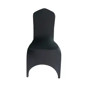 Housse de chaise en arc noir pour banquet de mariage, couverture de chaise extensible en Spandex pour hôtel