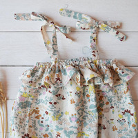 Salopette personnalisée pour bébés et jeunes enfants, style boutique estivale, adorable, de haute qualité, motif floral, rétro, pour petites filles nouveau-nées
