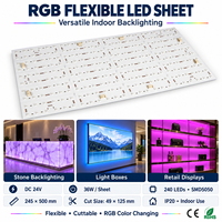 Feuille LED RGB DC24V 36W, panneau LED flexible SMD5050, feuille lumineuse LED découpable pour rétroéclairage de comptoir en pierre translucide ou onyx