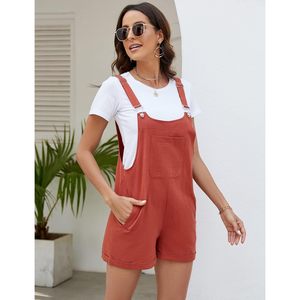 Salopette Courte Femme d'Été Décontractée en Coton et Lin, Bretelles Réglables, avec Poches, Respirante, Coupe Ample - Product Image 5