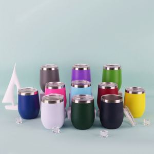 Gobelet à vin sans pied en acier inoxydable 12 oz, verre isotherme sans pied avec couvercle et paille, tasse de voyage à café avec logo personnalisé - Product Image 2