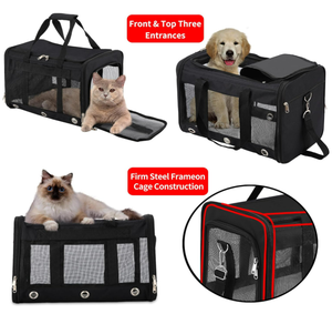 Yüksek kalite dayanıklı Oxford malzeme evcil hayvan taşıyıcı torba genişletilebilir havayolu onaylı büyük seyahat kedi taşıyıcı katı Pet kafesleri - Product Image 4