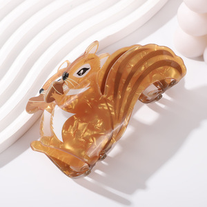 Pinza para el pelo de acrílico con diseño creativo de animales (oveja, ardilla, caballo) y garra de tiburón, elegante y moderna, para niños - Product Image 5