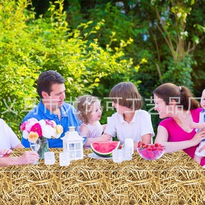 Straw <b>Tablecloth</b> <b>Rectangle</b> 137x274 Cm Digital Printing Plastic Sheet Birthday Party Decor Prop Cloth Disposable Cover - Product Image 3