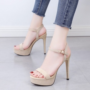 European and American Women's Ultra-High Heel 12cm Summer <b>Sandals</b> Sexy Nightclub Style with Flat Belt Outdoor High Heels 2025 - Product Image 2