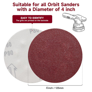 Papier abrasif rouge de haute qualité, 4 pouces (100 mm), sans trou, à crochets et boucles, oxyde d'<span class=keywords><strong>aluminium</strong></span>, pour le polissage des voitures et du bois - Product Image 1