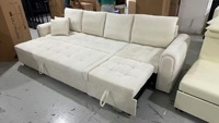 Sofá Cama Plegable Multifuncional Estilo Simple para Apartamentos Pequeños, Modelo 2025, Tela de Franela Color Crema para Sala de Estar