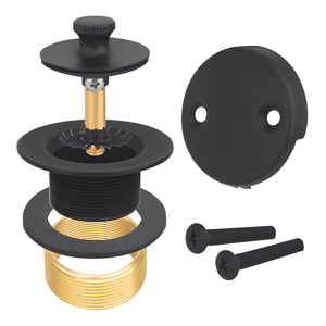 Matte đen kim loại Lift & biến Bồn Tắm Xả Kit với hai lỗ wast và tràn faceplate lắp ráp 2 SS304 vít uni-màu xanh lá cây - Product Image 1